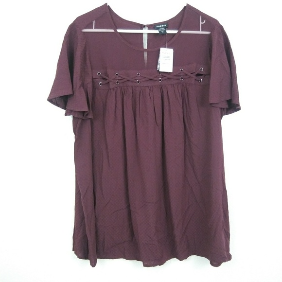torrid Tops - Torrid | NEW purple lace tie blouse top size 1